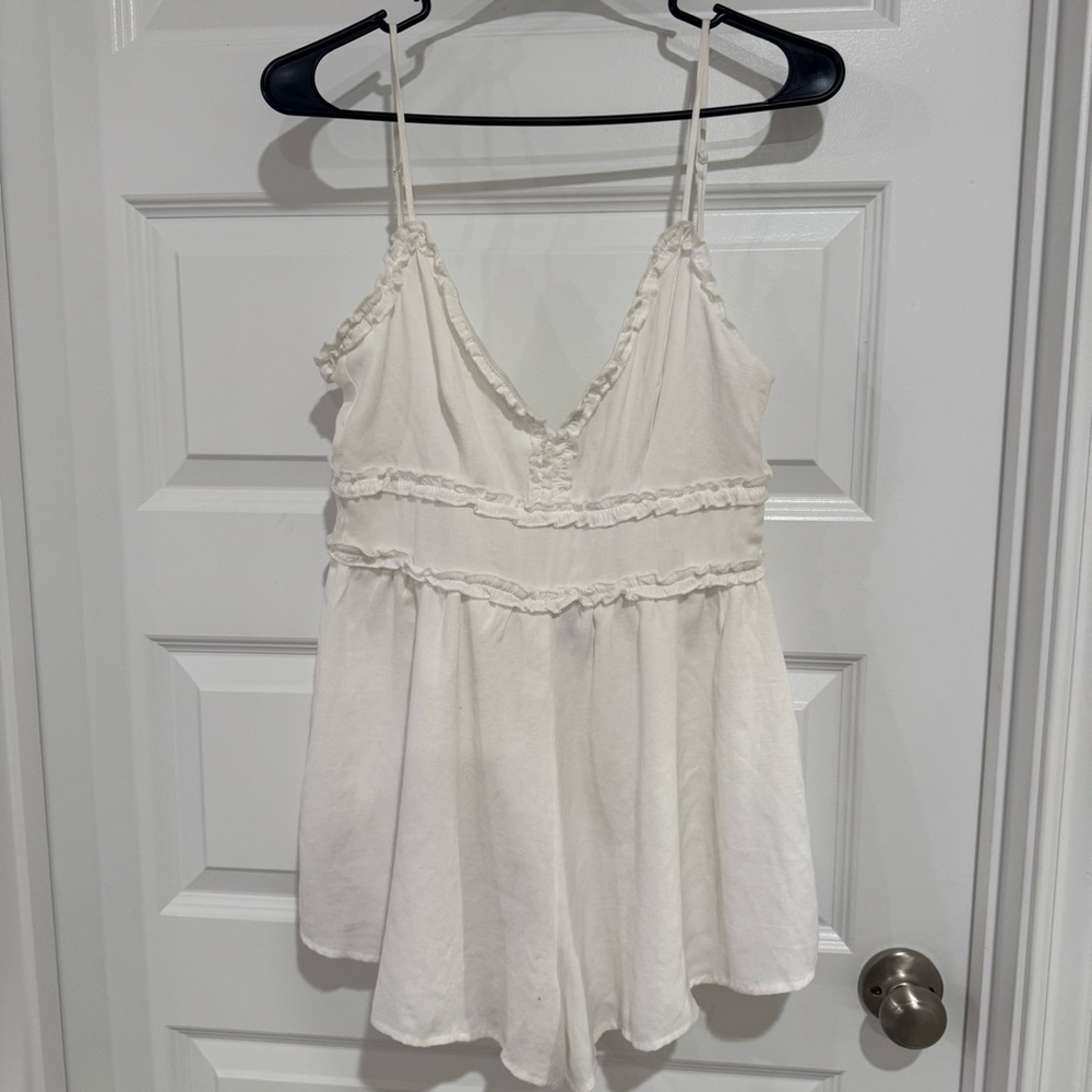 White Ruffled Romper